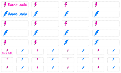 Clothing Labels  - pink and blue bolts