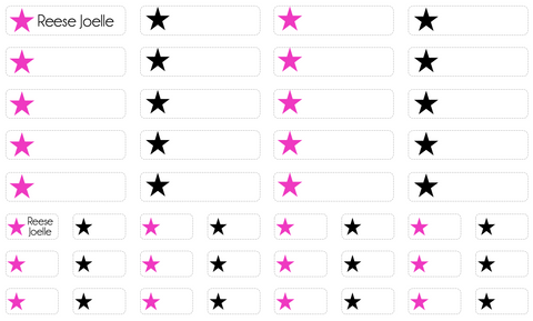 Clothing Labels - pink and black stars