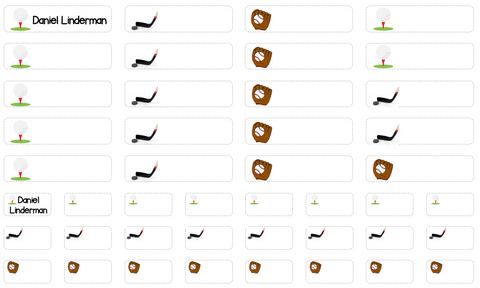 Clothing Labels - golf, hockey and baseball