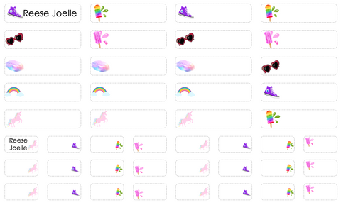 Clothing Labels - popsicle and unicorn mix