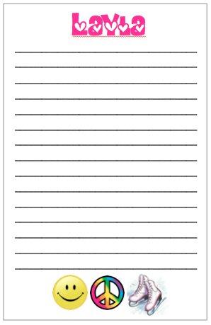 Personalized Smile, Peace and Skating notepad