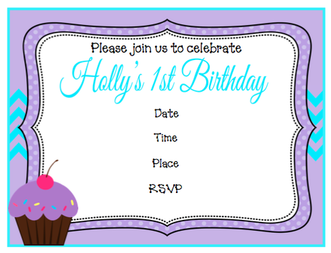 Invitation - Purple Cupcake