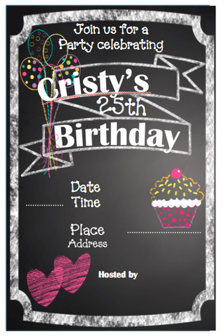 Invitation - Chalkboard w/ Balloons