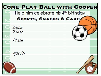 Invitation - Sports w/ Football Border
