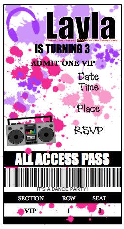 Invitation - Dance Party Ticket V1