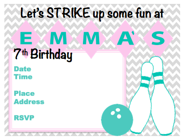 Invitation - Bowling