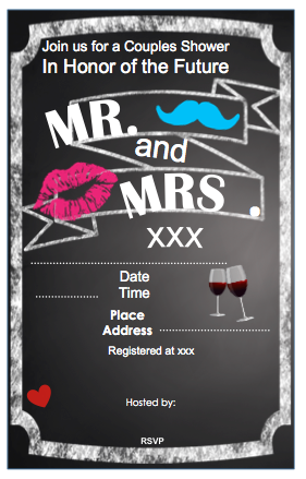 Invitation - Chalkboard w/ Lips & Moustache