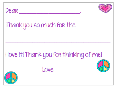 Fill-in-the-Blank Thank You Notes - Colorful Peace V1
