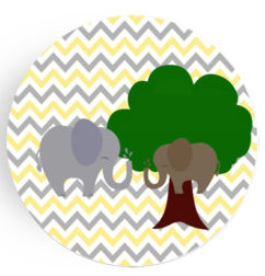 Personalized Plate - Yellow Chevron Elephant