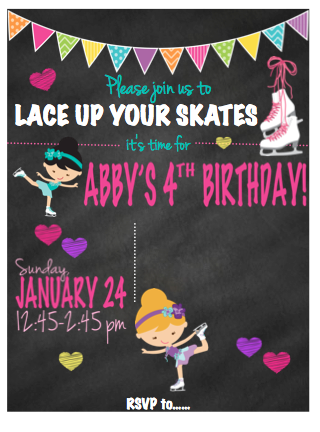 Invitation - Chalkboard w/ Skating