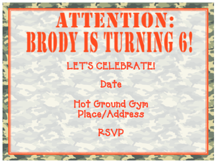 Invitation - Military (Ninja Warrior Party)