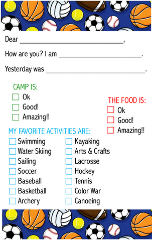 Personalized Camp Stationery - Sports V1