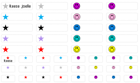 Clothing Labels - stars and smileys