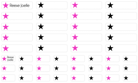 Clothing Labels  - pink and black stars
