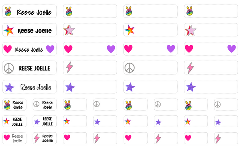 Clothing Labels  - peace, stars and hearts