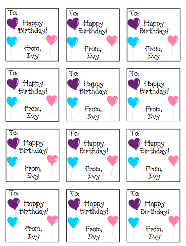 Personalized Balloon Hearts Gift Stickers