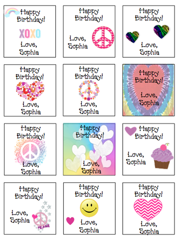 Personalized Hearts & Peace Gift Stickers