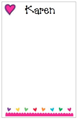 Personalized heart border notepad