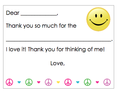 Fill-in-the-Blank Thank You Notes - Peace & Smile