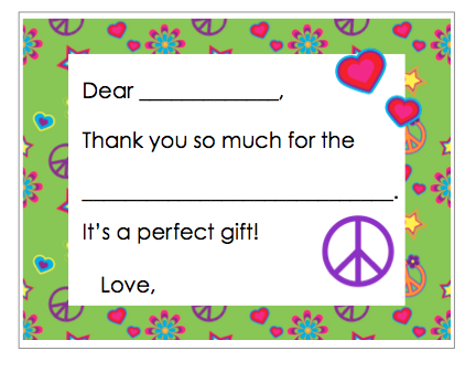 Fill-in-the-Blank Thank You Notes - Green Peace Border
