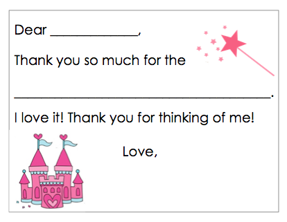 Fill-in-the-Blank Thank You Notes - Princess