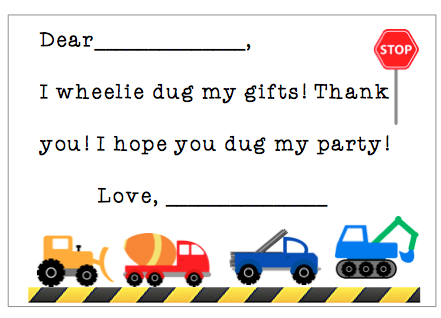 Fill-in-the-Blank Thank You Notes - Trucks