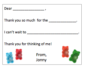 Fill-in-the-Blank Thank You Notes - Gummy Bears