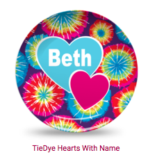 Personalized Plate - Tie Dye w/ Hearts