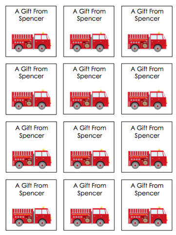 Personalized Fire Truck Gift Stickers