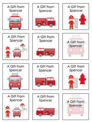 Personalized Fire Truck Variety Gift Stickers