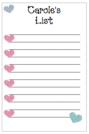 Personalized List w/ Hearts Notepad V1