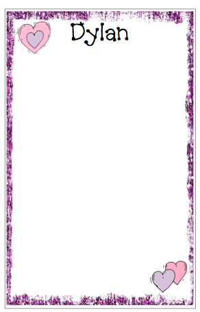 Personalized Purple Glitter Border Notepad w/Hearts