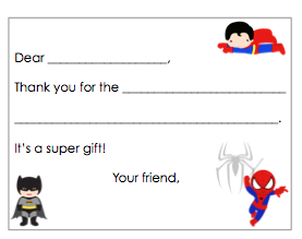 Fill-in-the-Blank Thank You Notes - Superhero
