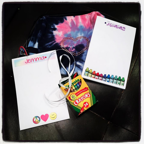 Personalized Notepads w/ Tie Dye Case & Crayons