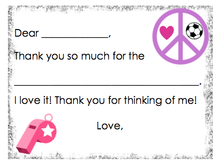 Fill-in-the-Blank Thank You Notes - Pink Soccer