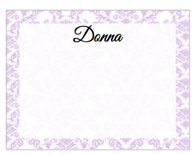 Note Cards - Purple Damask Border