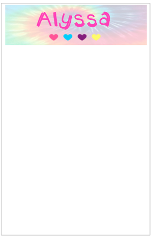 Personalized Tie-Dye w/ Baby Hearts Notepad