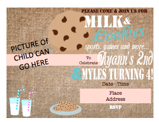 Invitation - Milk & Cookies