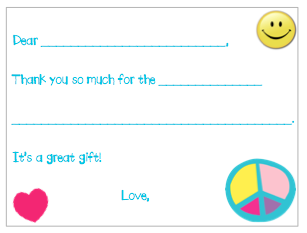 Fill-in-the-Blank Thank You Notes - Turquoise Peace Filled in