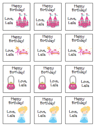 Personalized Princess Gift Stickers -V2
