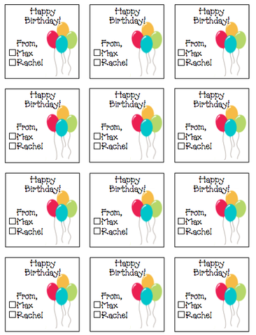 Personalized Balloons Gift Stickers