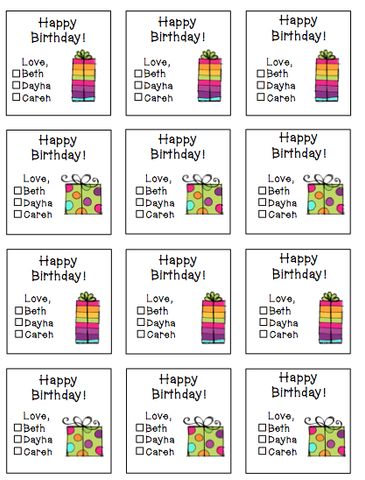 Personalized Presents Gift Stickers -V2 (pinks)