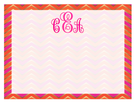 Note Cards - Metallic Chevron Border w/Monogram