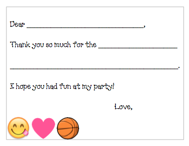 Fill-in-the-Blank Thank You Notes - Pink Basketball Party V3