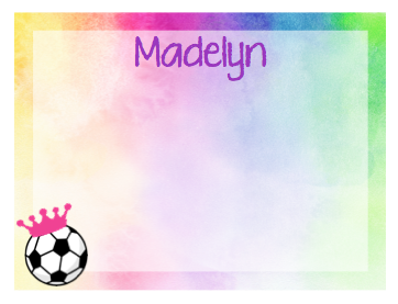 Note Cards - Rainbow Watercolor w/ Soccer