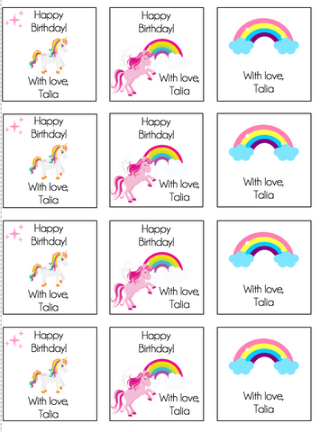 Personalized Unicorns Gift Stickers
