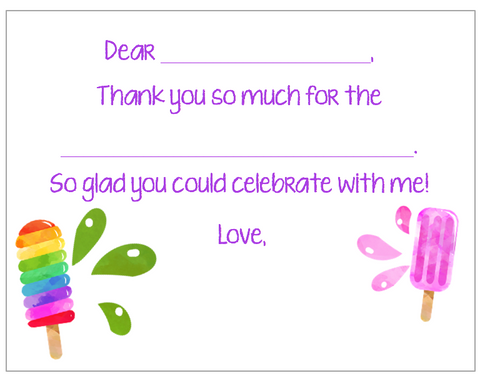 Fill-in-the-Blank Thank You Notes - Popsicles Dripping