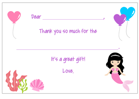 Fill-in-the-Blank Thank You Notes - Mermaid V3