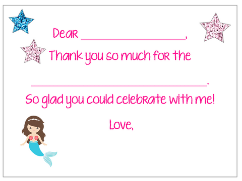Fill-in-the-Blank Thank You Notes - Mermaid V1