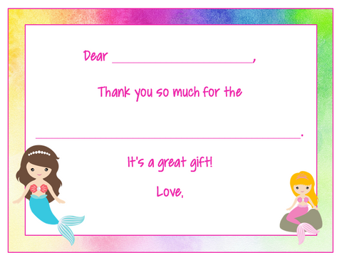 Fill-in-the-Blank Thank You Notes - Mermaid V4